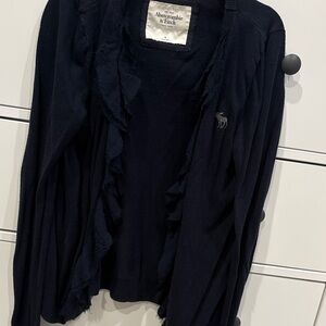 Abercrombie & Fitch Navy Ruffle Cardigan